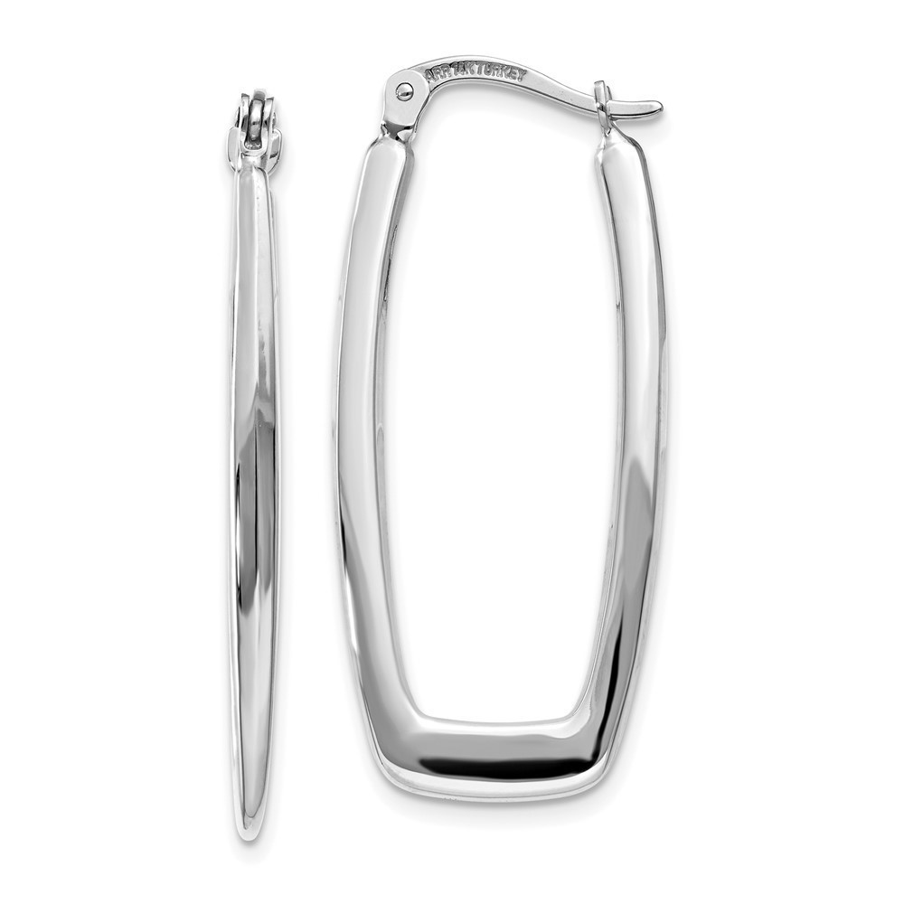 14k White Gold Polished 2.25mm Rectangle Hoop Earrings 33 L x 14.5 mm W